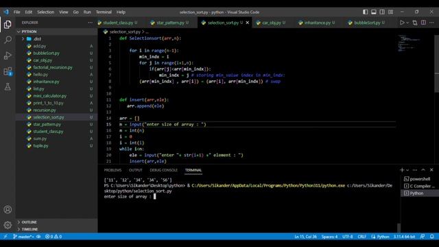 Selection sort algorithm - program in python #python?? #dsa ? #selectionsort ???? #algorithm ?? смотреть онлайн