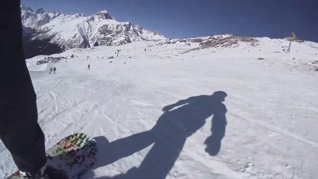 Домбай 18.01.2015 второй день катания на борде смотреть онлайн