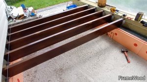 Переделка пола на крыльце часть 2. Установка лаг, обрешетки, цсп и керамогранита.