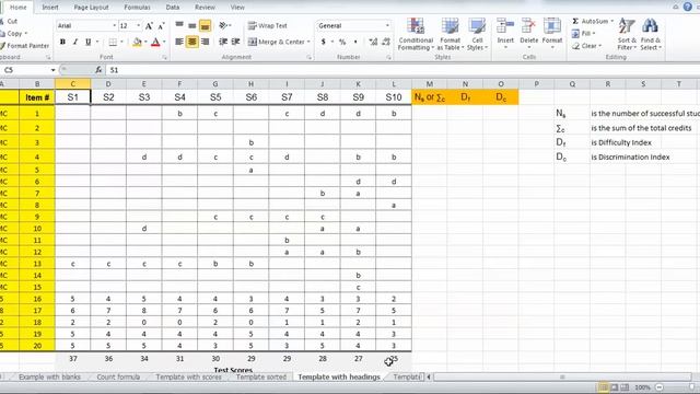 Using Excel - Test Item Analysis, Sorting the Test Scores смотреть онлайн