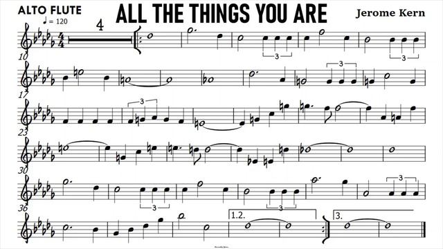 All The Things You Are ALTO FLUTE Sheet Music Backing Track Partitura Single Page for Screenshot смотреть онлайн