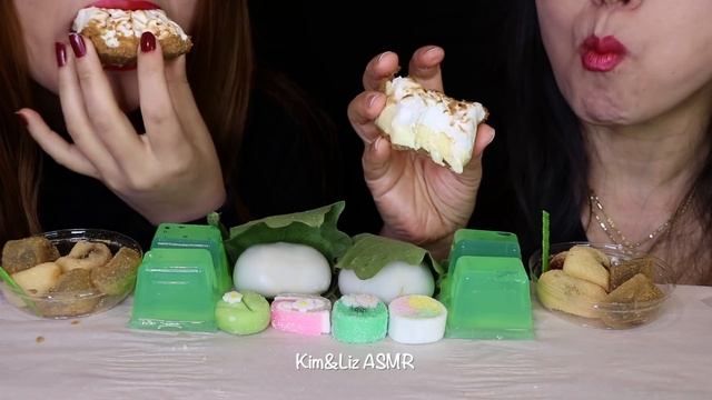 ASMR WARABI MOCHI, RAINBOW WAGASHI JELLY CANDY, MELON JELLY, CHOCOLATE FRESH CREAM PIE, YAKGWA 먹방 смотреть онлайн