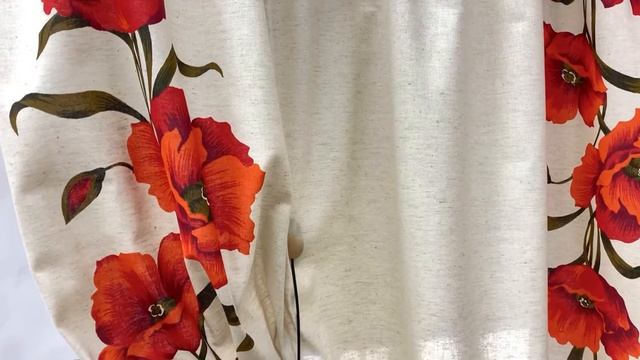 Полулен "Крупные маки по кайме на суровом", ш.1.5м, хлопок-70%, лен-30%, 140гр/м.кв АРТ 8389 смотреть онлайн