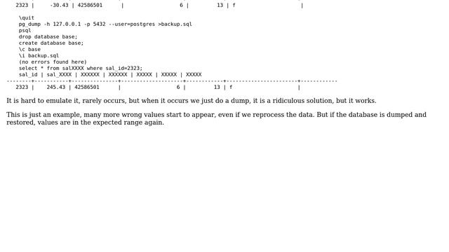 PostgreSQL 9.1 runs into inconsistent data, but pg_dump corrects the problem? смотреть онлайн