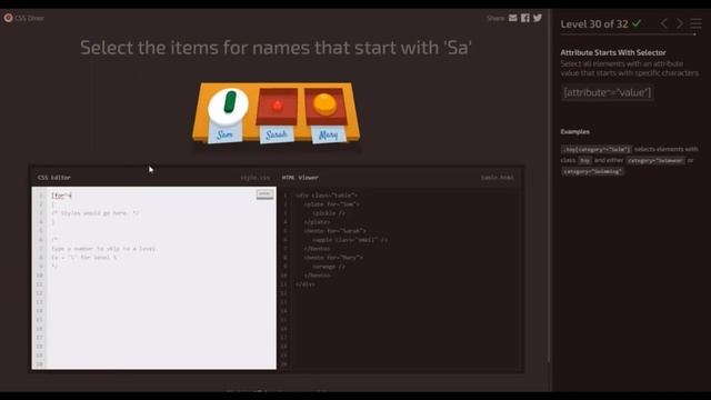 CSS Diner | SOLUTIONS WALKTHROUGH | Lvl 30 смотреть онлайн