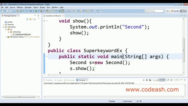super keyword in java | super keyword in java example смотреть онлайн