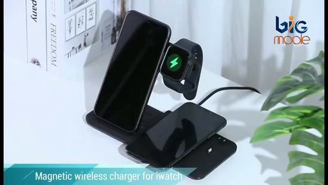 Fast Wireless Charger Stand For IPhone 11 XR X 8 Apple Watch 4 In 1 Foldable Charging Dock Station смотреть онлайн