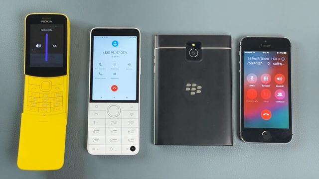 Nokia 8110 4G + Xiaomi Qin F22 Pro + BlackBerry + iPhone 5S Voice Conference Incoming Call смотреть онлайн