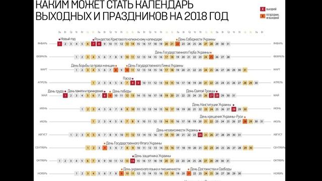 Выходные праздничные дни 2018 в Украине смотреть онлайн