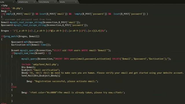 PHP user registration / email verification смотреть онлайн