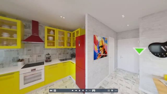 Виртуальный 3D тур комнате квартиры ЖК "Фрегат 2" Стиль ПОП-АРТ смотреть онлайн