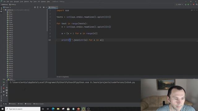 Решение задачи «1454A. Особая перестановка» с сайта codeforces.com на python смотреть онлайн