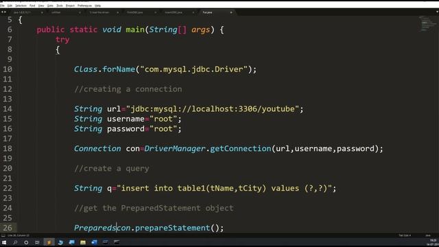 Insert data into table using PreparedStatement - JDBC#6 смотреть онлайн