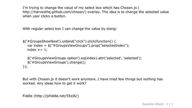 jQuery : Change the value of Chosen.js select box using jQuery смотреть онлайн