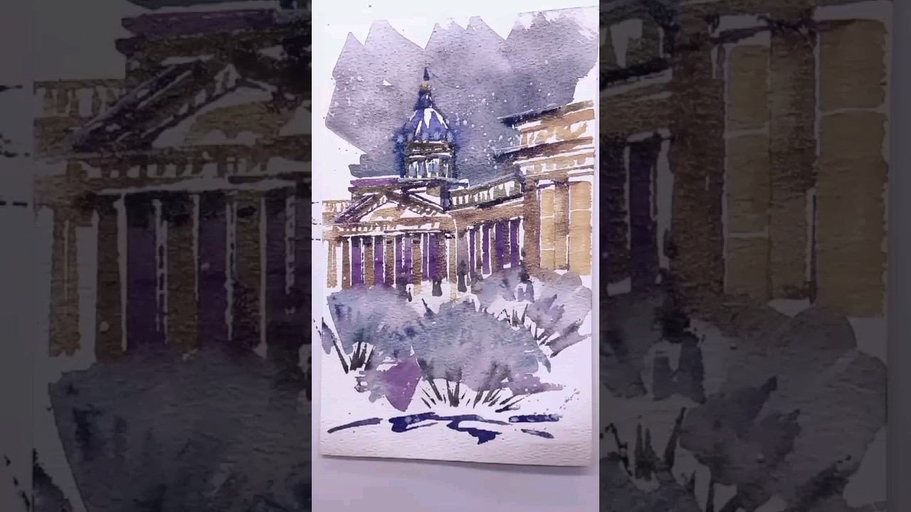 Зимний Питер #watercolor #акварель смотреть онлайн