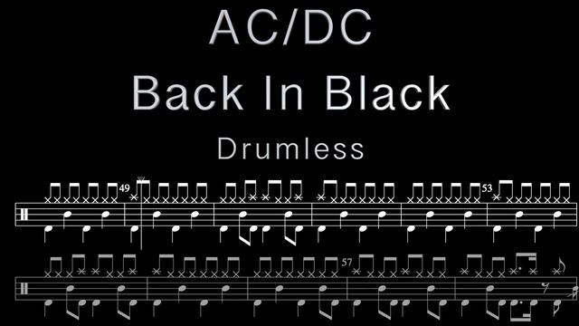 AC/DC - Back In Black - Drumless (with scrolling drum sheet) смотреть онлайн
