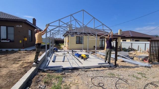 Сборка каркаса гаража в с Столбище 4,5х6,7 смотреть онлайн