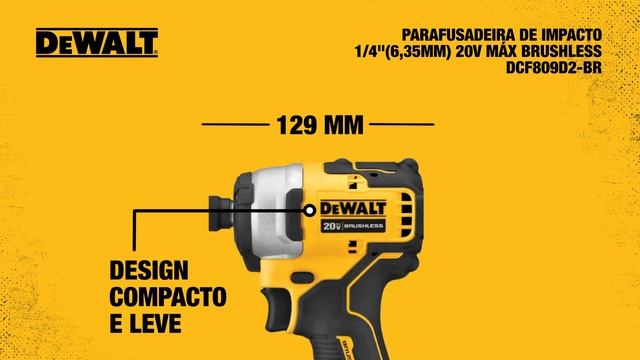 DEWALT - PARAFUSADEIRA DE IMPACTO 1/4" (6,35mm) 20V MAX* XR ATOMIC LI-ION, 192Nm - DCF809D2 смотреть онлайн
