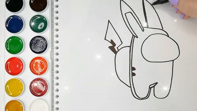 Раскраска для детей ПИКАЧУ АМОНГ АС/PICACHU AMONG AS. Мультик-раскраска. Учим цвета. смотреть онлайн