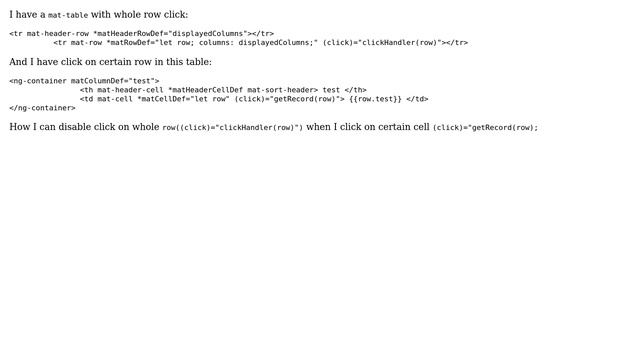 Disable click on whole row in angular mat table смотреть онлайн