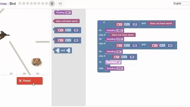 Blockly Games - Bird - level 9 смотреть онлайн