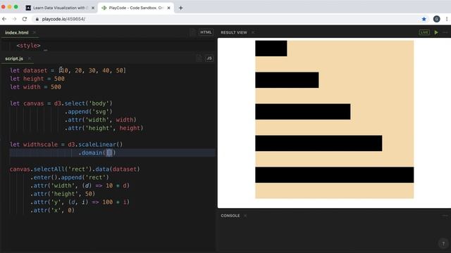 24 - Create a Linear Scale with D3 - Data Visualization with D3 - freeCodeCamp Tutorial смотреть онлайн
