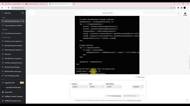 GA PSO MATLAB Code Generation using Chat GPT | Genetic Algorithm Code | PSO Code in MATLAB| смотреть онлайн