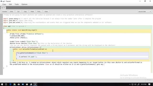Swing Tutorial Ep 2(JButton and JLabel) смотреть онлайн