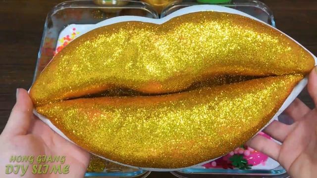 RAINBOW Vs GOLD! Mixing Random Into GLOSSY Slime ! Satisfying Slime Video #1224