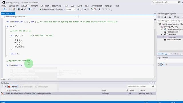 C++: Passing two Dimensional Array to a function смотреть онлайн