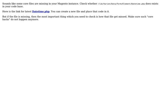 Magento: Class 'Varien_Data_Form_Element_Datetime' not found (2 Solutions!!) смотреть онлайн