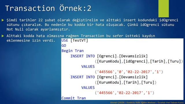 Hafta12 - Ders 001) T-SQL'de Transaction ve ROLLBACK Kullanımı смотреть онлайн