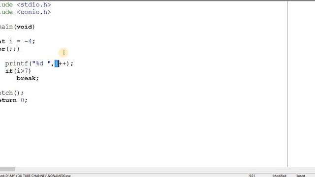 C Program : Problem 10 of Infinite for Loop with break Statement смотреть онлайн