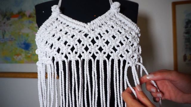 DIY macrame halter top with tassels | How to make macrame halter | Macrame halter top tutorial смотреть онлайн