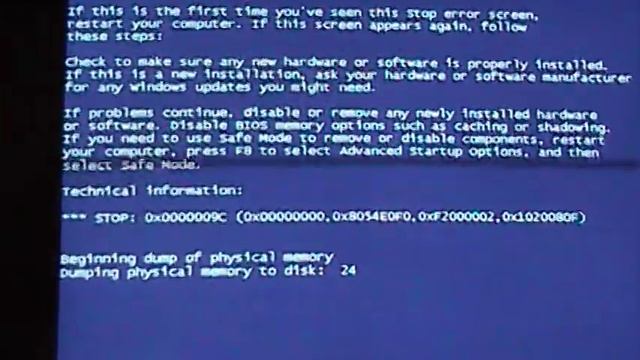 Windows XP Error 0x0000009C Blue Screen Of Death (need some help) смотреть онлайн