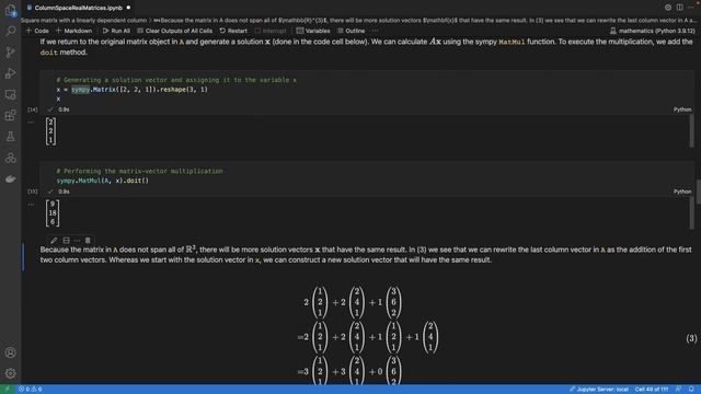 Column space of a matrix using Python and sympy смотреть онлайн
