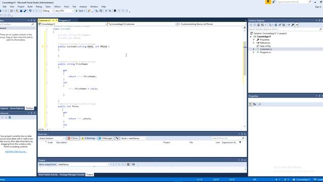 Visual Studio C# Class And Constructor смотреть онлайн
