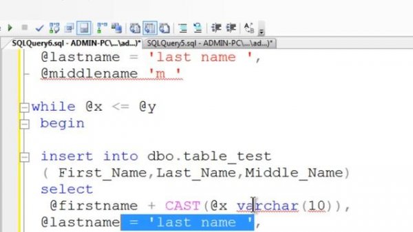 SQL Server Express 2008 R2 Tutorial 6 - Inserting Data In Tables Using The While Loop