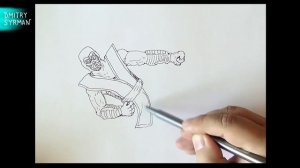 How to draw Sub Zero, Mortal Kombat, Как нарисовать  Саб Зиро, Мортал Комбат