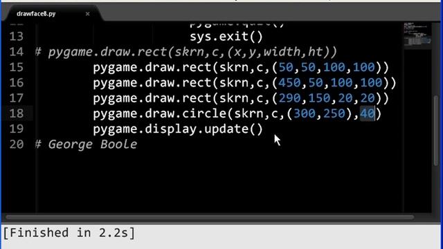 Pygame Draw Face: Thin Lips, Purple Background смотреть онлайн