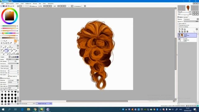 Как рисовать волосы❤Учимся рисовать на графическом планшете❤Paint Tool Sai❤