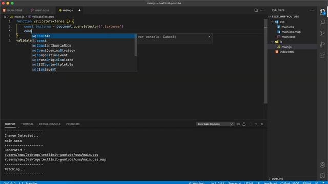 Лимит допустимых символов Input(Textarea) на Vanilla JS смотреть онлайн