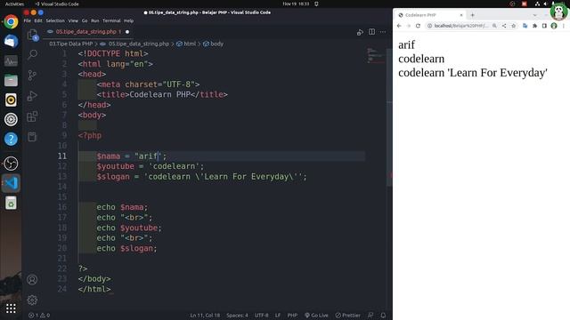 Belajar PHP#6 : Tipe Data String смотреть онлайн