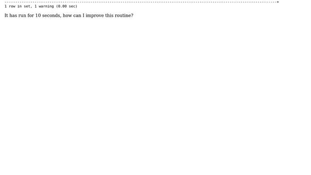 Databases: How to optimize this MySQL routines? смотреть онлайн