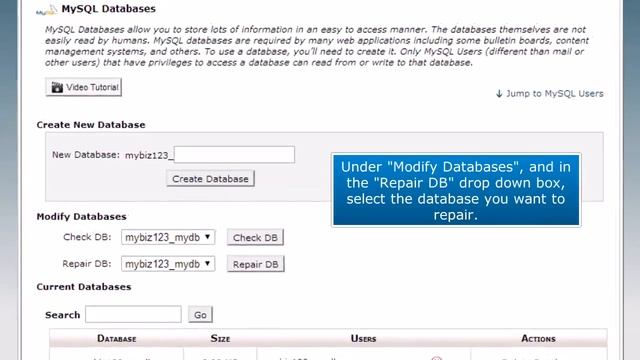 How to repair a MySQL database in cPanel смотреть онлайн