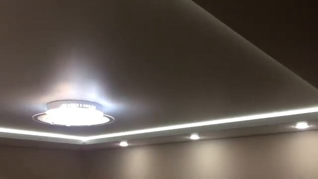 Двухуровневые натяжные потолки на гарпуне со светодиодной лентой смотреть онлайн