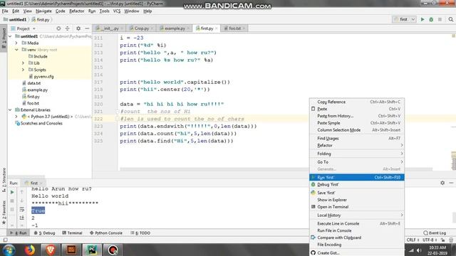 String functions in PYTHON смотреть онлайн