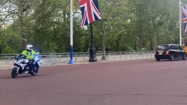 King Charles The III Gets Escorted To Clarence House After Talks With PM Rishi Sunak.