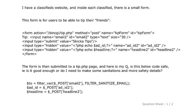 HTML : php Mail function; Is this way of using it safe? смотреть онлайн