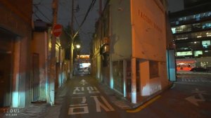 Walking the Chinese Food Street On a Rainy Night